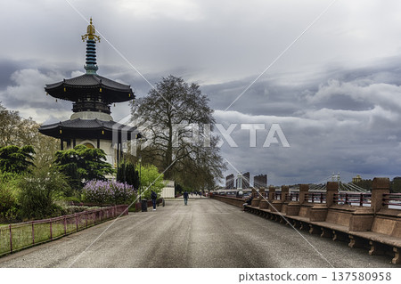 The London Peace Pagoda in the Battersea park, London, UK 137580958
