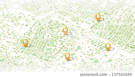 Multiple destinations. Gps tracking map. Track navigation pins on street maps, navigate mapping technology and locate position pin. Futuristic travel gps map or location navigator vector illustration Multiple destinations. Gps tracking map. Track navigation pins on street maps, navigate mapping technology and locate position pin. Futuristic travel gps map or location navigator vector illustration 137581044