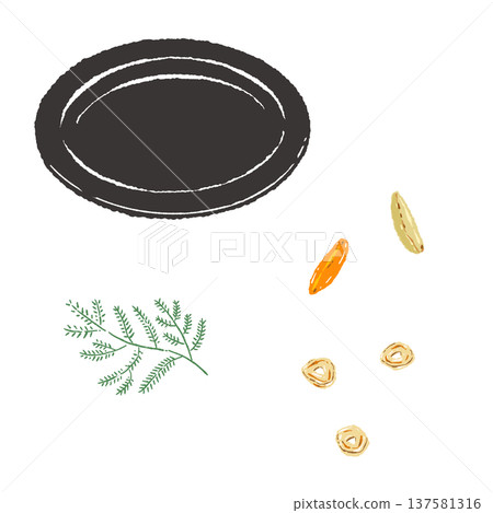 Garnished with herbs and garlic chips and served on a black plate (finished presentation) Garnished with herbs and garlic chips and served on a black plate (finished presentation) 137581316