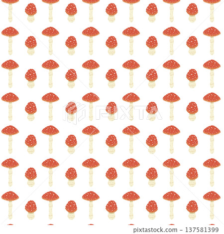Seamless pattern background illustration of fly agaric (mix of large and small) Seamless pattern background illustration of fly agaric (mix of large and small) 137581399