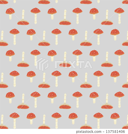 毒蠅傘無縫圖案背景插圖（灰色可選） 137581406