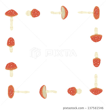 Fly agaric square frame hand-drawn illustration material Fly agaric square frame hand-drawn illustration material 137581546