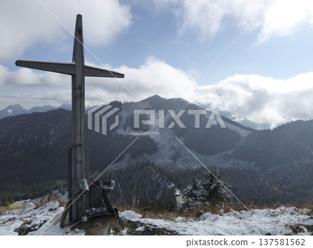 Mountain hiking to Bodenschneid mountain in springtime, Bavaria, Germany 137581562