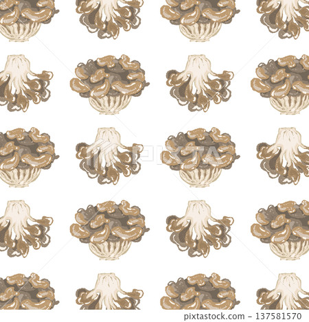 Maitake mushroom seamless pattern background illustration (sideways) Maitake mushroom seamless pattern background illustration (sideways) 137581570