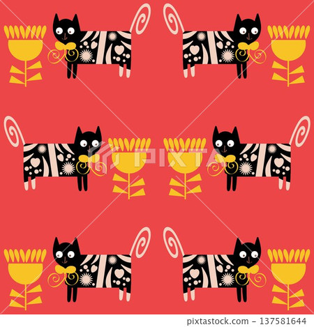 Cats vector seamless pattern. vector Cats vector seamless pattern. vector 137581644