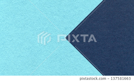 Textured light turquoise paper background with dark blue arrow, macro. Template with copy space for banner, presentation 137581663