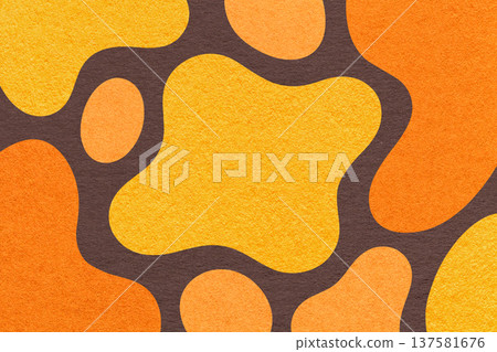 Abstract orange yellow dark brown paper texture background with amorphous fluid blob shapes and spots in flat design Abstract orange yellow dark brown paper texture background with amorphous fluid blob shapes and spots in flat design 137581676