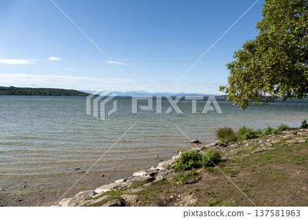 Panorama of lake Ammersee in Bavaria, Germany 137581963