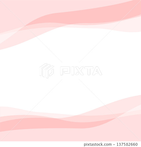 Coral pink wave frame background square one-to-one feminine pastel design 137582660