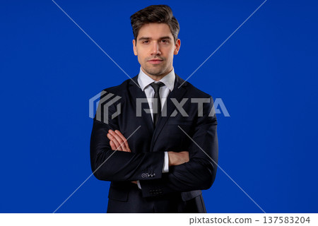 Mature man executive in formal outfit with arrogant expression, radiating pride and dominance. Business ego, power, corporate leadership Mature man executive in formal outfit with arrogant expression, radiating pride and dominance. Business ego, power, corporate leadership 137583204