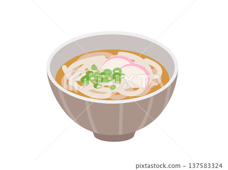 Udon noodles with kamaboko and green onions Udon noodles with kamaboko and green onions 137583324