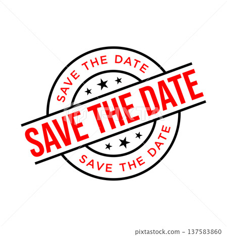 Save the Date Letter Rubber Stamp Vector Template 137583860