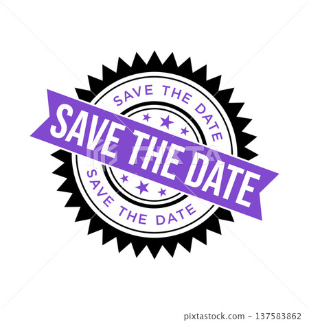 Save the Date Letter Rubber Stamp Vector Template 137583862