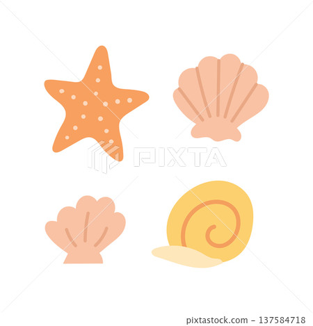 Starfish shell and snail beach illustration, simple marine sea life graphic for coastal travel blogs, ocean vacation themes, seaside decor design and summer nature content Starfish shell and snail beach illustration, simple marine sea life graphic for coastal travel blogs, ocean vacation themes, seaside decor design and summer nature content 137584718