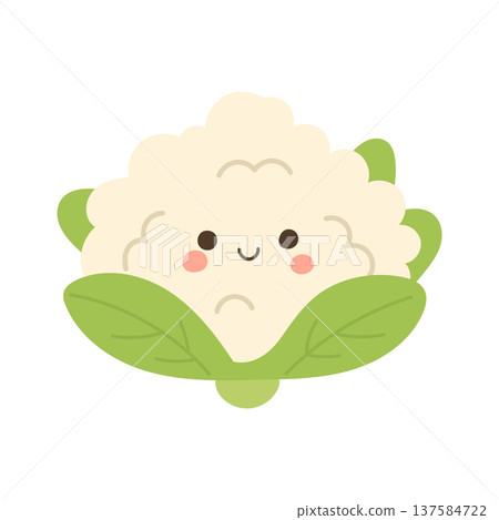 Friendly cauliflower cartoon vegetable illustration for vegan diet blogs, healthy cooking articles, organic farming graphics and children nutrition education 137584722