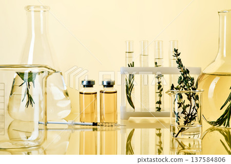 Herbal extract science and natural medicine research in laboratory 137584806