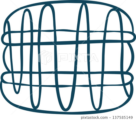 Macaron covered with glaze, simple vector icon in doodle and sketch style with Mediterranean blue line. Hand-drawn glazed French pastry for patisserie menus or dessert branding Macaron covered with glaze, simple vector icon in doodle and sketch style with Mediterranean blue line. Hand-drawn glazed French pastry for patisserie menus or dessert branding 137585149
