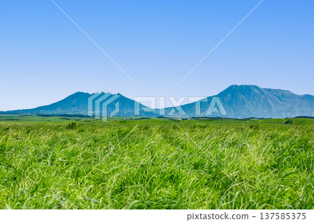 瀨之本高原和阿蘇山一片翠綠 瀨之本高原和阿蘇山一片翠綠 137585375