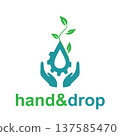 Eco friendly gear logo hand drop 137585470