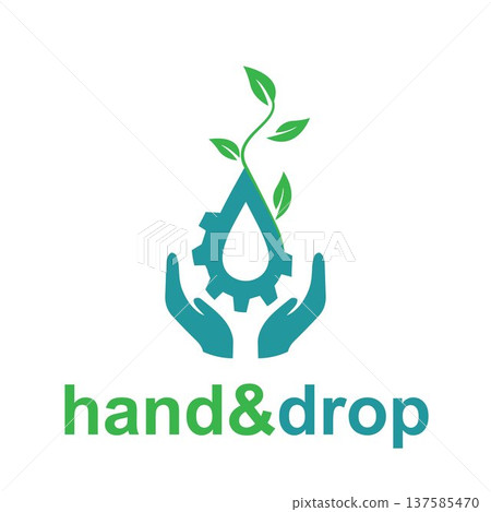 Eco friendly gear logo hand drop 137585470