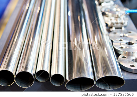 Steel pipes in stack 137585566