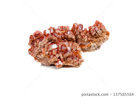 Macro mineral stone Vanadinite on a white background 137585584