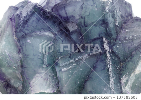 Macro mineral stone Fluorite on white background  137585605