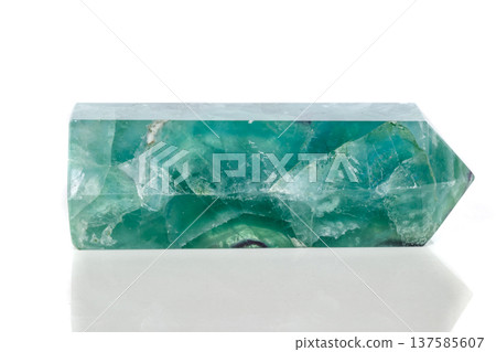 Macro mineral stone Fluorite crystal on a black background Macro mineral stone Fluorite crystal on a black background 137585607