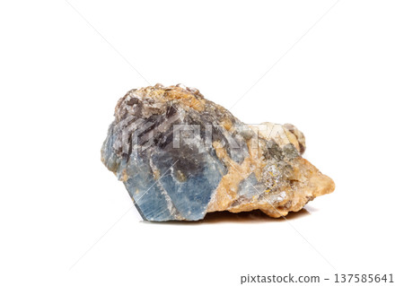 Macro mineral stone Corundum in rock a white background 137585641
