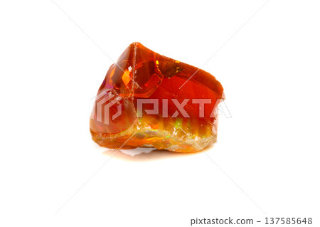 Macro Opal mineral stone in rock on white background Macro Opal mineral stone in rock on white background 137585648