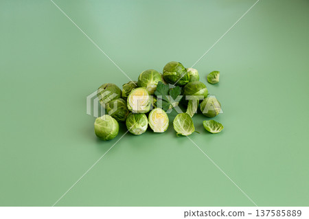 raw green brussels sprouts natural vegetable ingredient raw green brussels sprouts natural vegetable ingredient 137585889