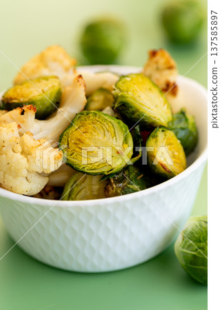 healthy roasted vegetable mix vegan meal concept healthy roasted vegetable mix vegan meal concept 137585897