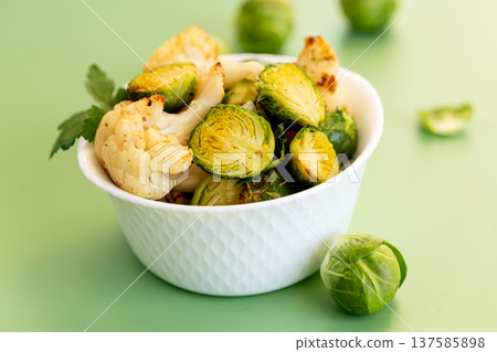 gourmet roasted vegetables with brussels sprouts and cauliflower gourmet roasted vegetables with brussels sprouts and cauliflower 137585898