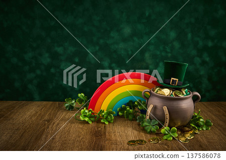 St. Patrick's day pot of gold with hat St. Patrick's day pot of gold with hat 137586078