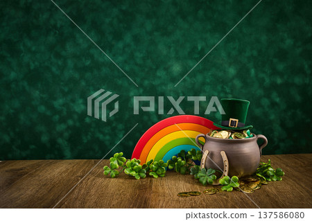 St. Patrick's day pot of gold with hat St. Patrick's day pot of gold with hat 137586080