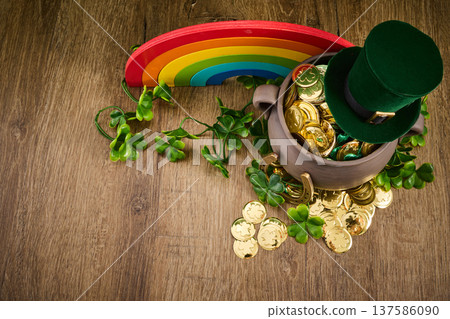 St. Patrick's day pot of gold rainbow concept St. Patrick's day pot of gold rainbow concept 137586090
