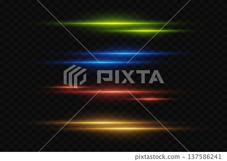 Glowing neon light beams creating dynamic motion effect 137586241