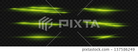 Green glowing neon beams creating dynamic speed effect Green glowing neon beams creating dynamic speed effect 137586249