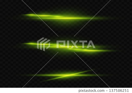 Green glowing light lines moving fast illuminating space 137586251