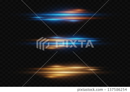 Glowing dynamic light lines creating speed effect 137586254