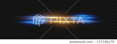 Speeding light trails creating abstract dynamic neon beams 137586270