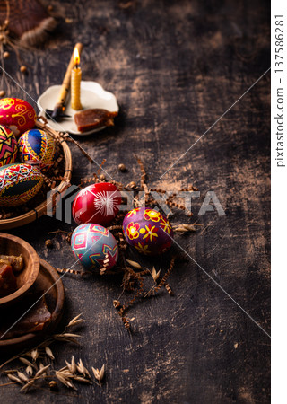 Traditional Ukrainian painting Easter eggs Traditional Ukrainian painting Easter eggs 137586281