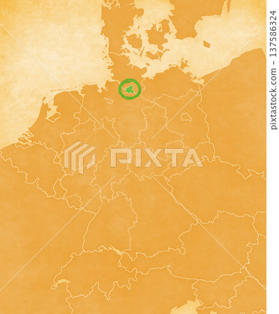 Ocher map of Germany - Hamburg Ocher map of Germany - Hamburg 137586324