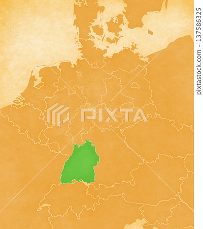 Ocher map of Germany - Baden-Wurttemberg Ocher map of Germany - Baden-Wurttemberg 137586325