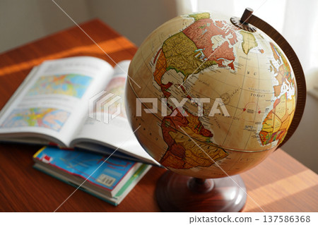 world map on a globe 137586368