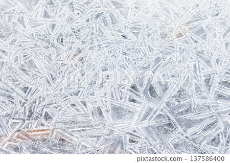 An abstract natural photo texture of thin ice crystals An abstract natural photo texture of thin ice crystals 137586400