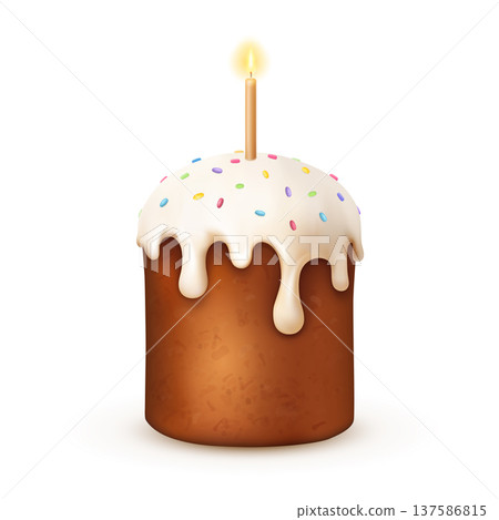 Traditional Easter cake with candle Traditional Easter cake with candle 137586815