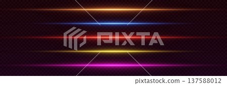 Colorful glowing light streaks isolated abstract background effect 137588012