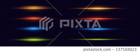 Colorful horizontal light effects with optical flares 137588023