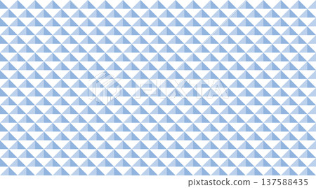 Seamless blue and white geometric pattern featuring a rhythmic grid of 3D-effect triangles. 137588435